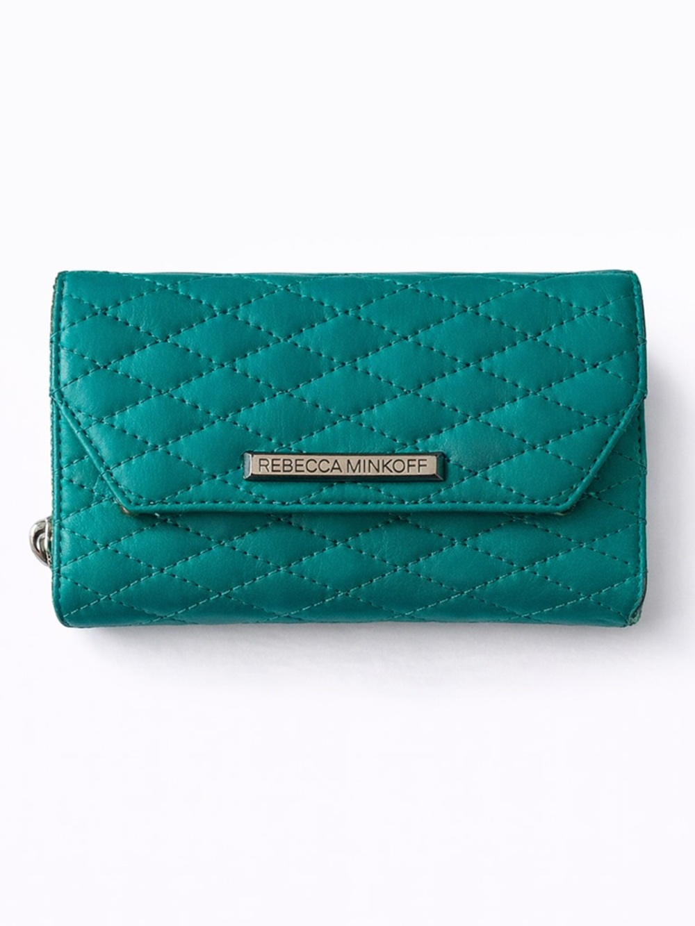 Rebecca Minkoff Teal Quilted Leather Zip-Around Wallet